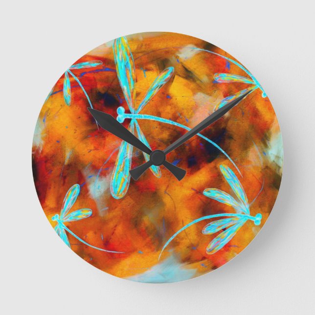 Dragonfly Desert Flit Round Clock (Front)