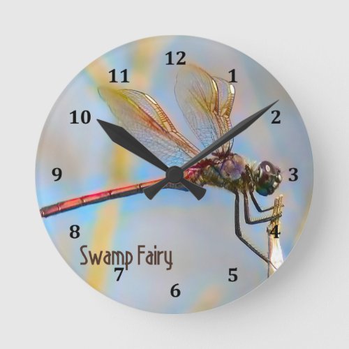 Dragonfly Design with Gold Looking Wings Clock