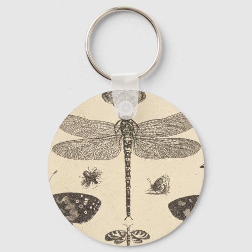 Dragonfly  detail  Vintage Art Keychain