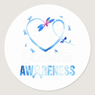 Dragonfly Diabetes Awareness Classic Round Sticker
