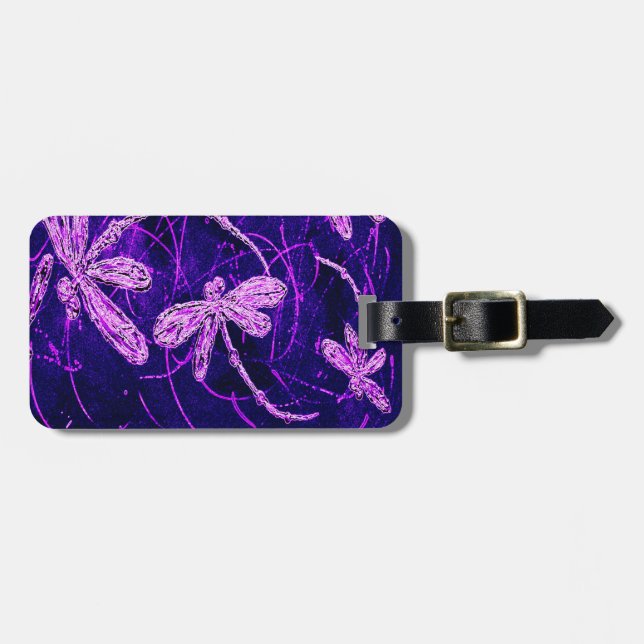 Dragonfly Disco Luggage Tag (Front Horizontal)