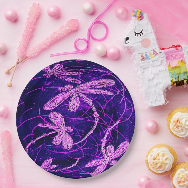 Dragonfly Disco Paper Plates (Party)
