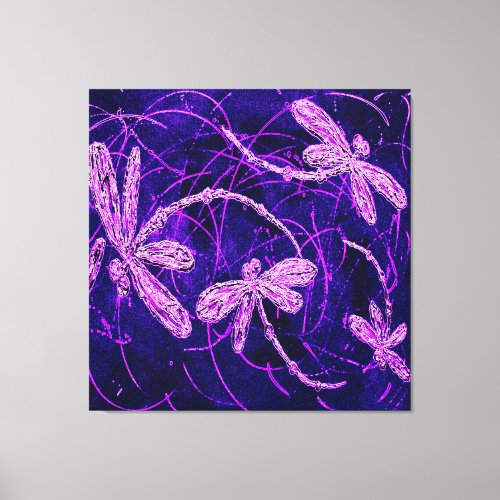 Dragonfly Disco Stretched Canvas Print