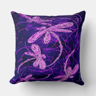 Dragonfly Disco Throw Pillow
