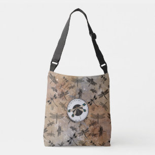 Dragonfly Distressed Entomology Monogram Crossbody Bag