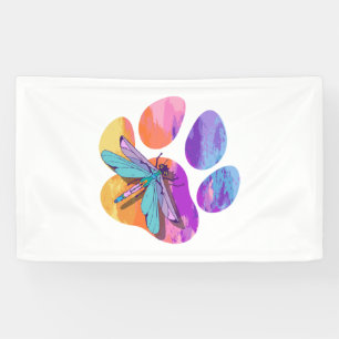 Dragonfly Dog Paw Color Dog Insect Lover Banner