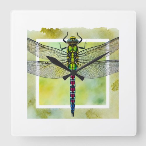Dragonfly dorsal view 140624IREF116 _ Watercolor Square Wall Clock