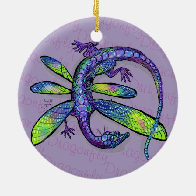 Dragonfly Dragon Ceramic Ornament (Back)