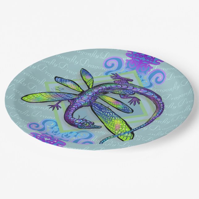 Dragonfly Dragon Paper Plates (Angled)