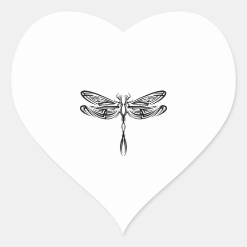 Dragonfly dragonfly tribal tattoo heart sticker