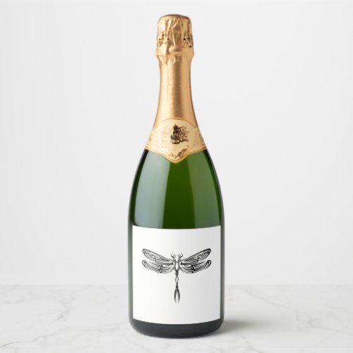 Dragonfly dragonfly tribal tattoo sparkling wine label