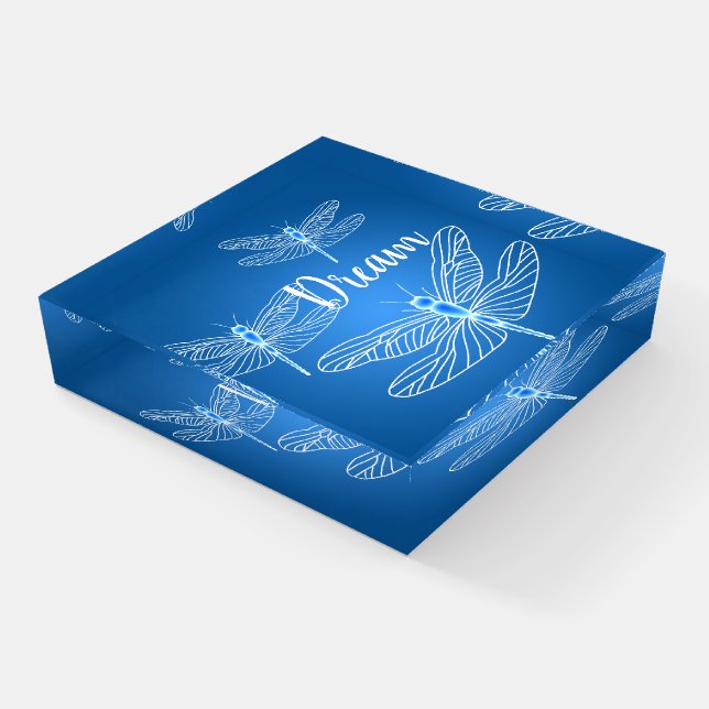 Dragonfly Dream Inspirational Paperweight (Angled)
