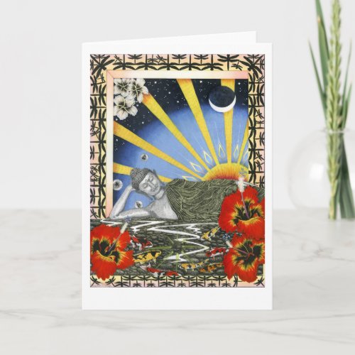 DRAGONFLY DREAM VI Sunset Koan At The Fishpond Card