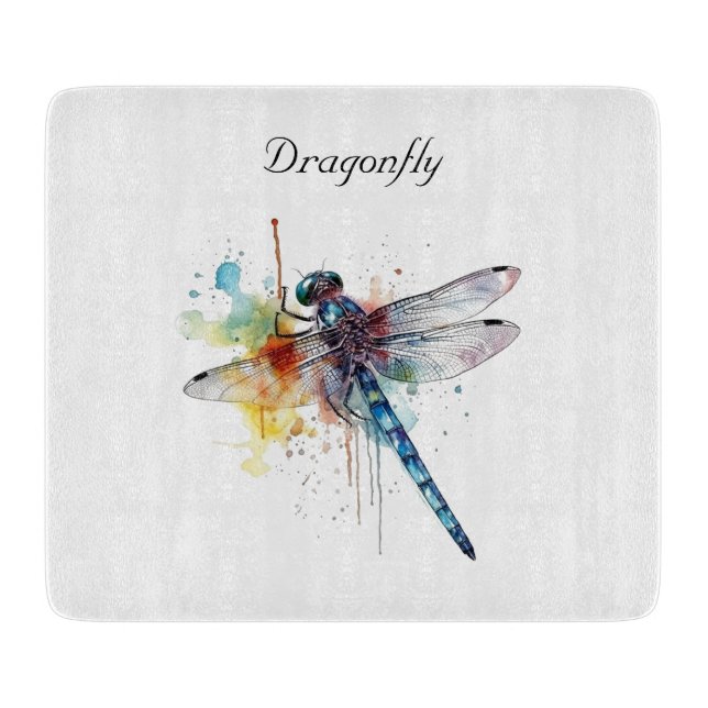 Dragonfly Dreamscape, custom Cutting Board (Front)