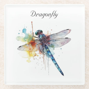 Dragonfly Dreamscape, custom Glass Coaster
