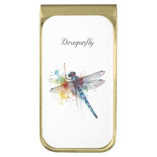 Dragonfly Dreamscape, custom Gold Finish Money Clip