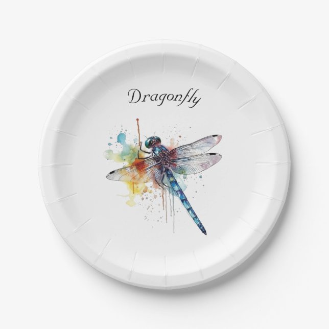 Dragonfly Dreamscape, custom Paper Plates (Front)