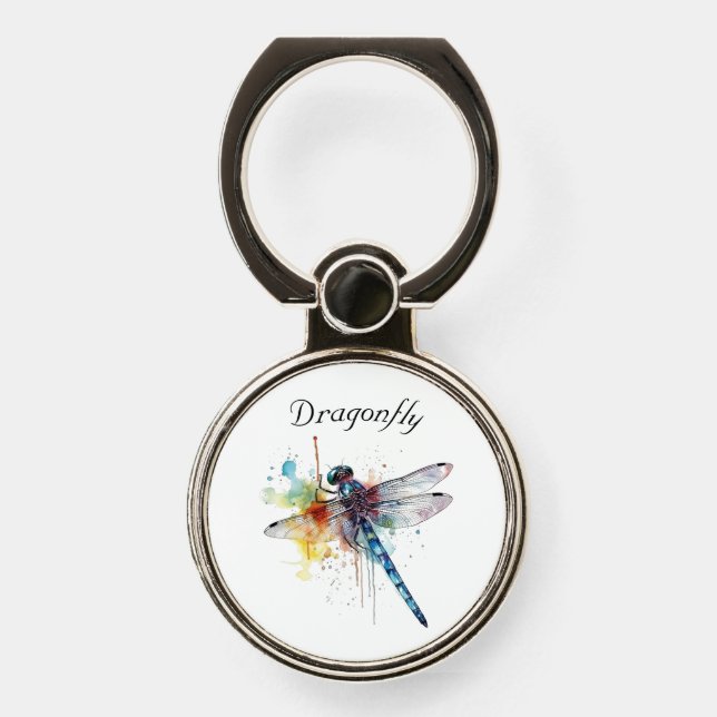 Dragonfly Dreamscape, custom Phone Ring Stand (Front)