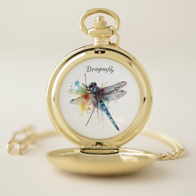 Dragonfly Dreamscape, custom Pocket Watch (Inside)