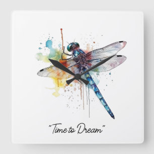Dragonfly Dreamscape, custom Square Wall Clock