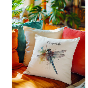 Dragonfly Dreamscape, custom Throw Pillow
