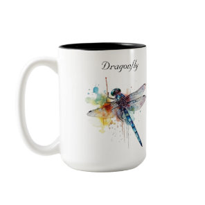 Dragonfly Dreamscape, custom Two-Tone Coffee Mug
