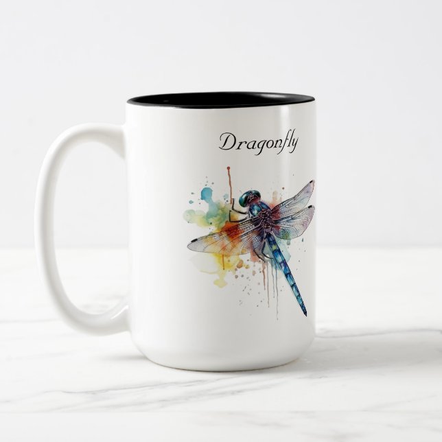 Dragonfly Dreamscape, custom Two-Tone Coffee Mug (Left)