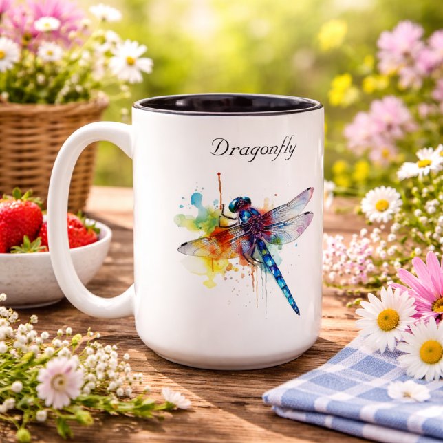 Dragonfly Dreamscape, custom Two-Tone Coffee Mug (Creator Uploaded)