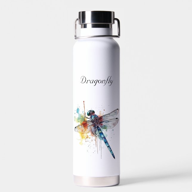 Dragonfly Dreamscape, custom Water Bottle (Back)