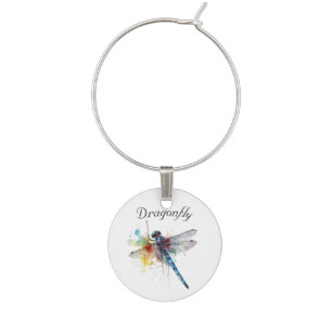 Dragonfly Dreamscape, custom Wine Charm