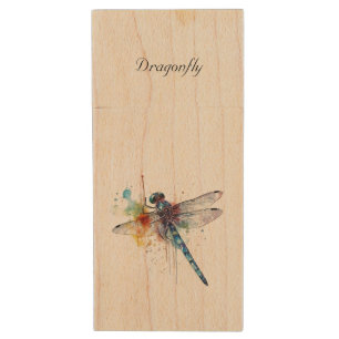 Dragonfly Dreamscape, custom Wood Flash Drive