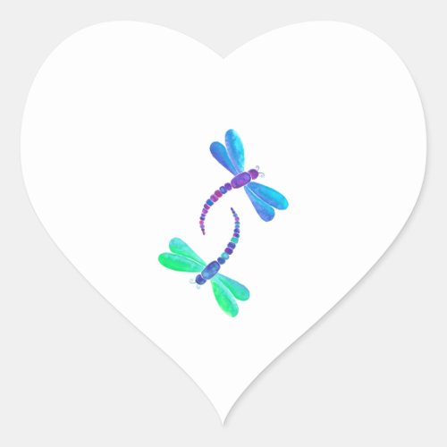Dragonfly Duo Heart Sticker