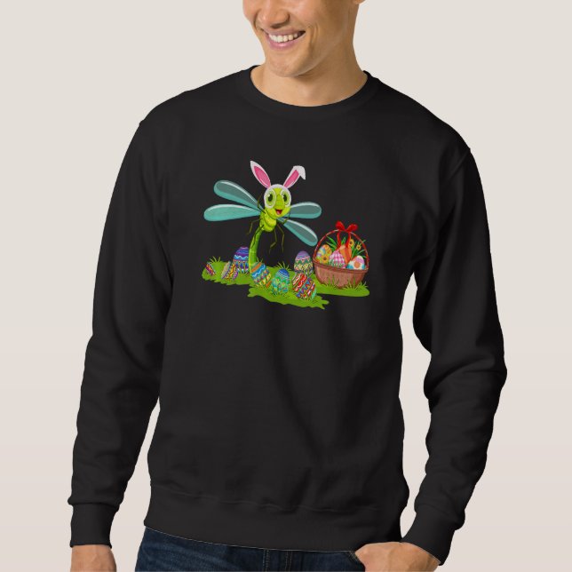 Dragonfly Easter Egg Hunting Bunny Dragonfly Easte Sweatshirt (Front)