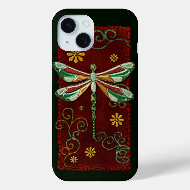 Dragonfly Elegant Jeweled 2 Folk Art Case-Mate iPhone Case (Back)