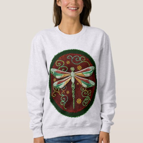 Dragonfly Elegant Jeweled 2 Folk Art Sweatshirt