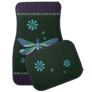 Dragonfly Elegant Jeweled Folk Art Car Mat