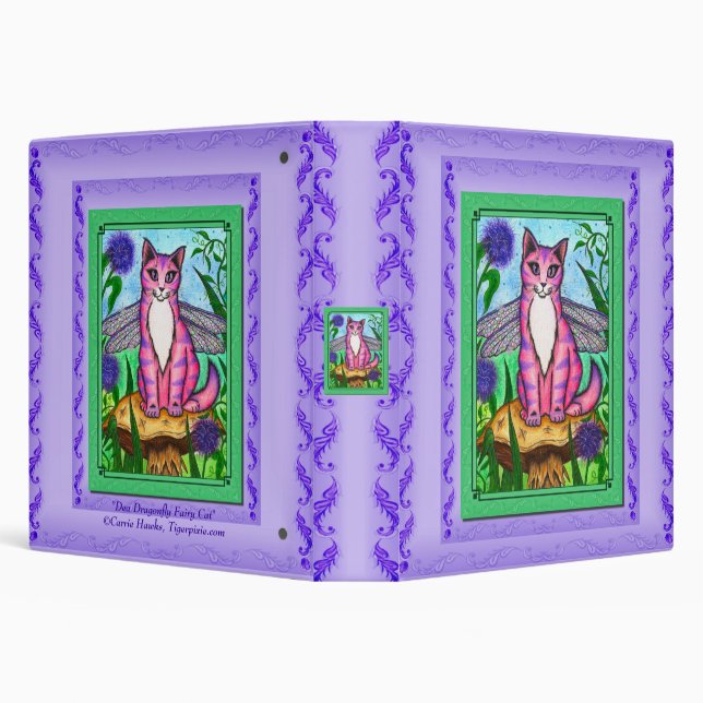 Dragonfly Fairy Cat Fantasy Art Avery Binder (Background)