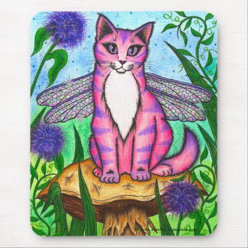 Dragonfly Fairy Cat Fantasy Art Mousepad