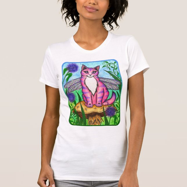 Dragonfly Fairy Cat Fantasy Art Shirt (Front)
