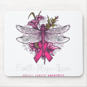 Dragonfly Faith Hope Love Breast Cancer Awareness Mouse Pad