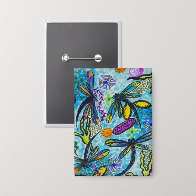 Dragonfly Fantasy  Button (Front/Back)