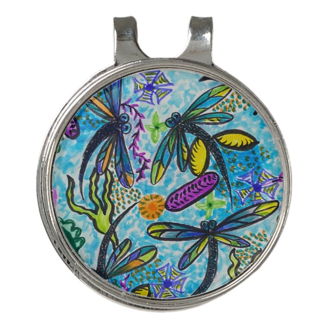 Dragonfly Fantasy  Golf Hat Clip (Front)