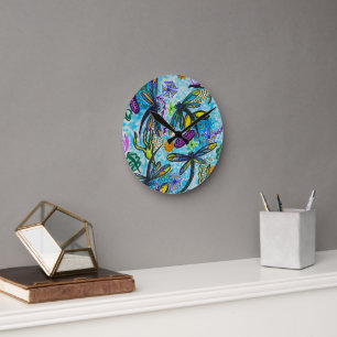 Dragonfly Fantasy Round Clock