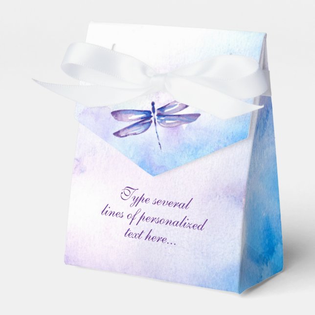 Dragonfly Favor Boxes | Purple Blue Watercolor (Front Side)