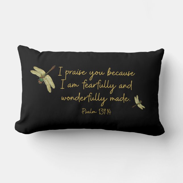Dragonfly Fearfully/Wonderfully Made Lumbar Pillow (Front)