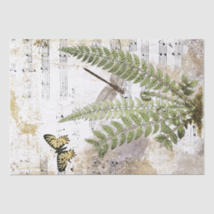 Dragonfly Fern Butterfly Music Gold Decoupage Idea Tissue Paper
