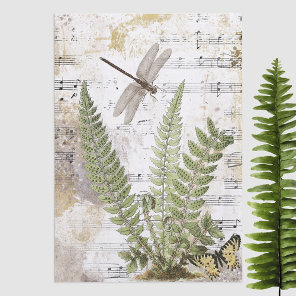 Dragonfly Fern Butterfly Music Gold Decoupage Idea Tissue Paper
