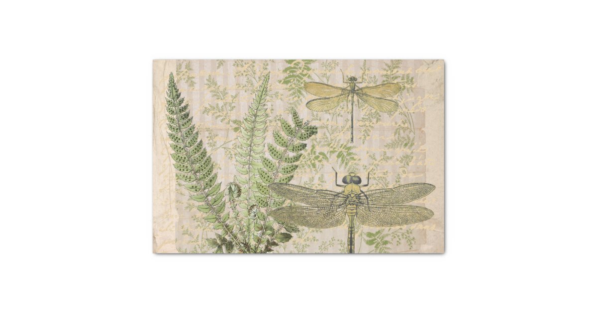 Black and White Flower Dragonfly Decoupage Vintage Tissue Paper on