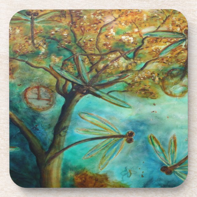 Dragonfly Flirtation Drink Coaster (Front)