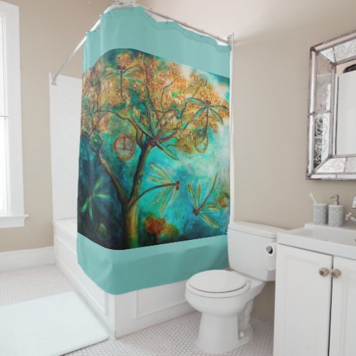 Dragonfly Flirtation Shower Curtain